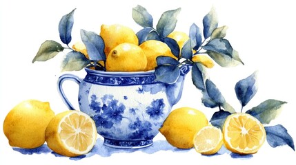 Lemons in decorative bowl