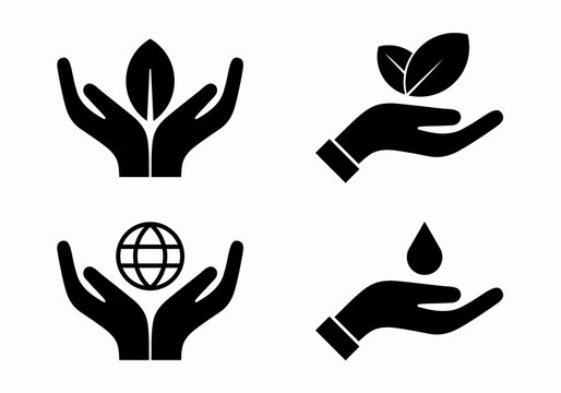 Human hand icons. White background.