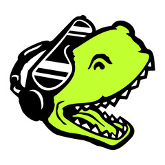 T-Rex Tyrannosaurus Sunglasses Headphone Party Listen Music Club