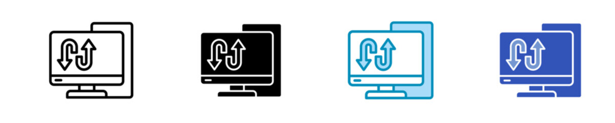 Desktop Computer  Icon Set Multiple Style Collection