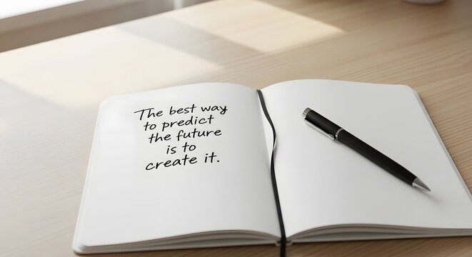 Motivational concept of creating your own future written in a notebook