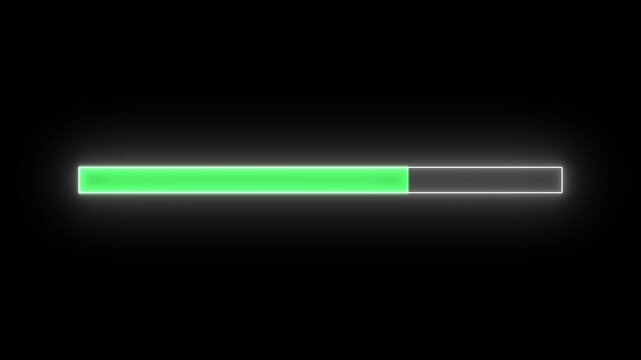 glowing &ldquo;LOADING&rdquo; progress animation on dark background, representing buffering, system update, or data transfer. Perfect for digital projects, websites, apps, futuristic technology , and modern