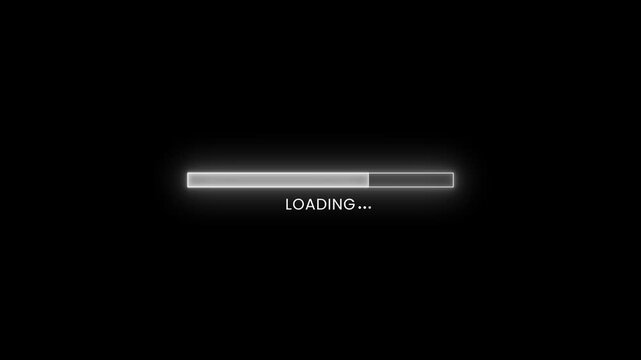 c glowing loading bar with smooth neon green progress effect on black background, symbolizing waiting, buffering, data processing, or system update, perfect for digital interfaces, websites, and apps.