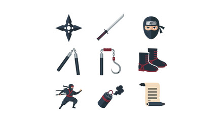 Ninja Warrior Icons Equipment, Weapons, and Skills