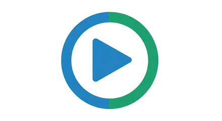 Blue and Green Play Button Icon on White Background
