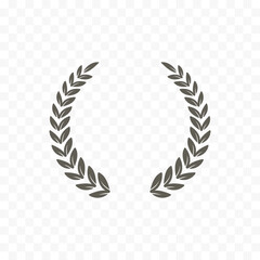 Black laurel sign vector illustration. Wreath silhouette stamp. Winner trophy crest icon.