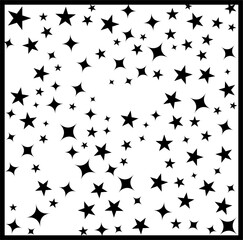 Seamless pattern with stars, vector black and white background
