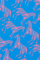 Naklejka premium Zebra pattern background, pink kidcore animal design