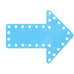 シンプルな水彩風の青色の水玉矢印のイラスト