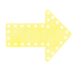 シンプルな水彩風の黄色の水玉矢印のイラスト