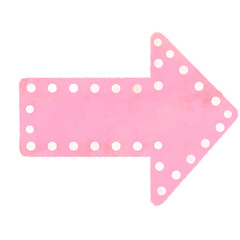 シンプルな水彩風の赤色の水玉矢印のイラスト