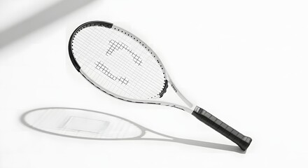 Tennis racket on white background with shadow