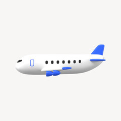 Cartoon 3D plane clipart, side view design