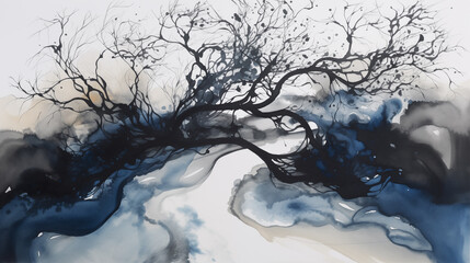 Ink river flows through dreamy forms—soft strokes, fluid motion, and serene abstract beauty.