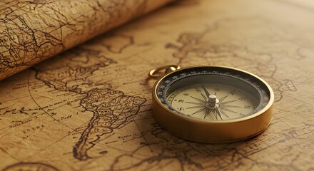 Compass on an Old Map
