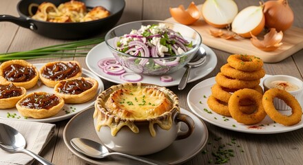 Gourmet Dishes, Cozy Kitchen, Food Photography, Rustic Setting, Close-Up Shot, Flavor Exploration