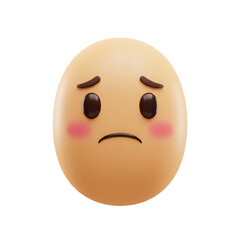 Fototapeta premium Sad egg isolated on transparent background, a 3d render of a cartoon egg with a frown