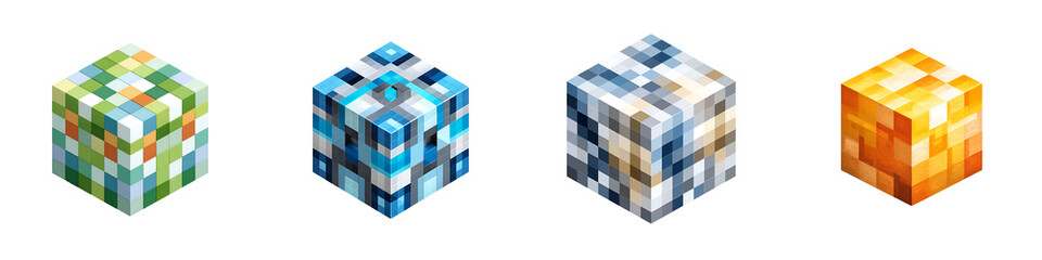 Geometric Cube Mosaic: Abstract Colorful Pixel Art