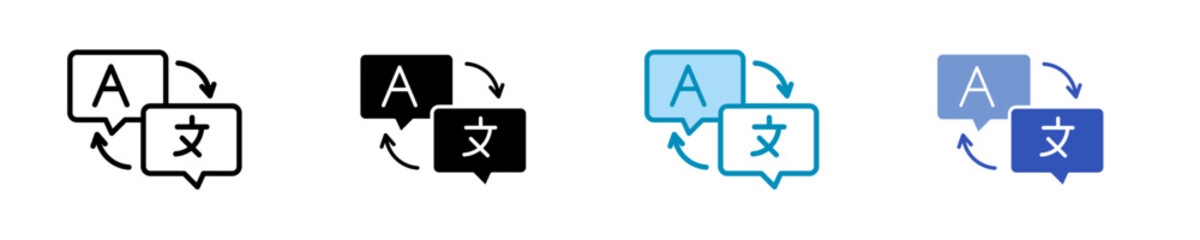 Translator  Icon Set Multiple Style Collection
