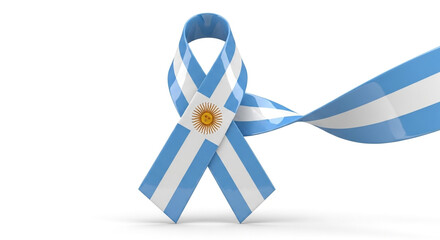 A symbolic ribbon displaying the colors and emblem of the Argentine flag is a powerful representation of national pride and unity on a white background promoting awareness campaigns