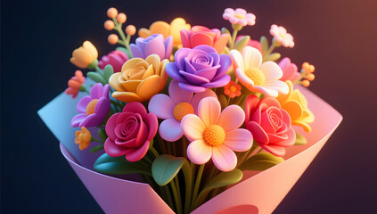 3D Background of Blossoming Flowers for Mother's Day