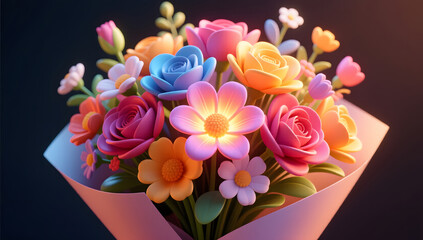 3D Background of Blossoming Flowers for Mother's Day