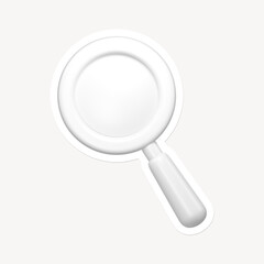 White magnifying glass, search icon sticker with white border