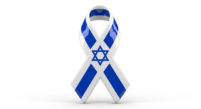 Awareness ribbon featuring the national flag of Israel with its iconic Star of David symbol proudly displayed for solidarity and support