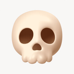 Human skull icon, 3D rendering illustration