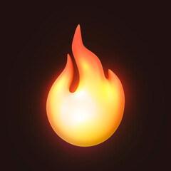 Flame icon, 3D neon glow