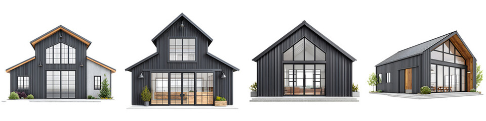 Modern Farmhouse Architecture, Home Exteriors Isolated on White