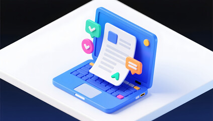Isometric illustration scene of computer file transfer