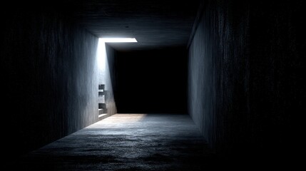 Obraz premium Dark concrete corridor with light source