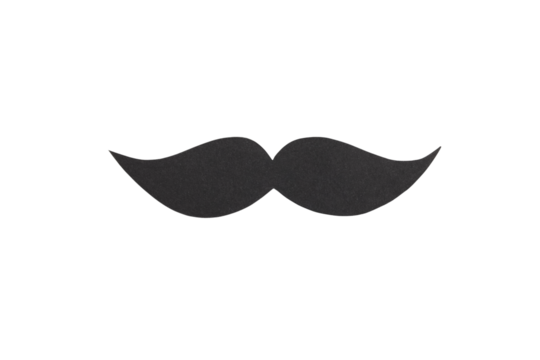 Black mustache cutout for prostate awareness, isolated on white, PNG