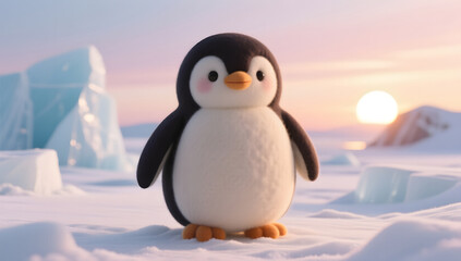 cute winter penguin illustration
