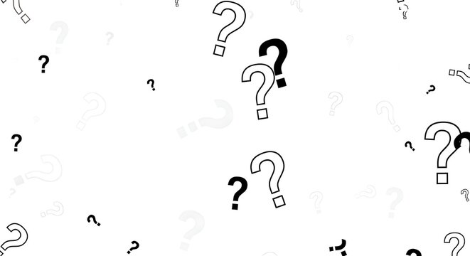 Question Marks on White Background Concept of Confusion Inquiry and Unanswered Questions Mystery