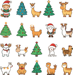 Fototapeta premium silhouette Christmas Vector Icon Set