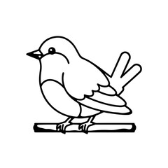 Fototapeta premium A simple black and white line drawing of a small bird perched on a branch.