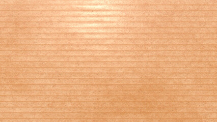 Closeup texture of light brown corrugated cardboard surface with visible grooves