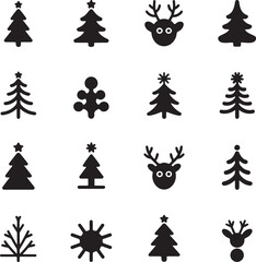 Pine icon set. Fir tree vector set.