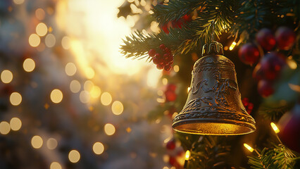 Christmas tree bell, Copy space