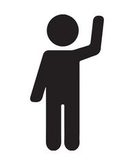 Person waving hand icon, human greeting silhouette