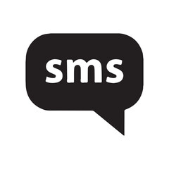 SMS chat icon, text message bubble symbol in black