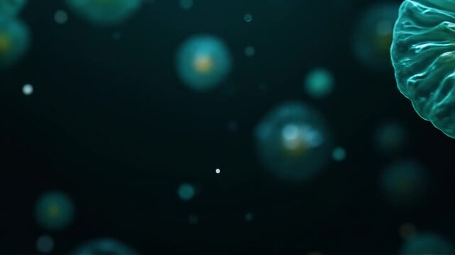 Microscopic algae bloom in dark water