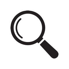 Magnifying glass icon, search symbol, zoom tool silhouette in black