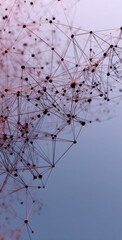 Abstract network A blurred backdrop showcases interconnected black dots and reddish lines creating a complex, airy network structure with depth and subtle gradient