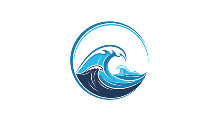 Dynamic blue wave logo design for ocean conservation and coastal business branding inspiration