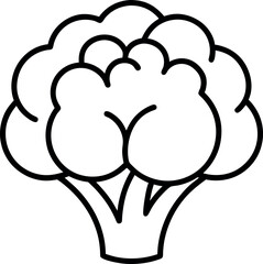 Cauliflower Floret Line Art in Black and White