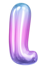 l letter png sticker, pink 3D gradient balloon English alphabet, transparent background