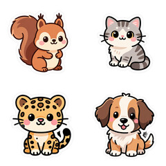 Obraz premium transparent background - collection of cute animals sticks